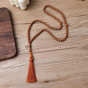 Collier Tasbih en acrylique en forme de citrouille avec 99 perles, chapelet musulman islamique, bracelet de prière du Moyen-Orient avec pompon décoratif - Product Image 1
