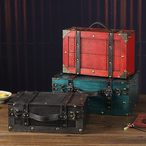 Mystic Arts Retro Wooden <b>Storage</b> <b>Box</b> Plywood Flip Lid Jewelry <b>Box</b> Decorative Ornament Photography Prop - Product Image 1