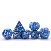 Ensemble de dés de jeu de société à échelle dragon bleu dnd, jeu de dés à bord pointu en métal, prix bas