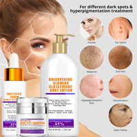 Ensemble de soins de la peau en marque privée, sérum éclaircissant, correcteur de taches brunes, crème éclaircissante, lotion corporelle blanchissante