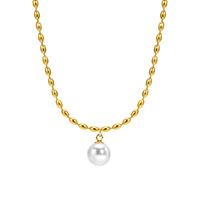 Collier ras du cou tendance en acier inoxydable 316L plaqué or PVD 18 carats avec pendentif perle d'eau douce pour femme, vente en gros personnalisée