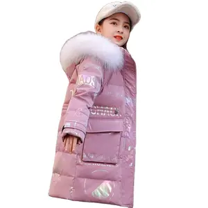 冬季羽绒棉布女童防水连帽外套儿童外套服装青少年5-16岁服装儿童派克雪装