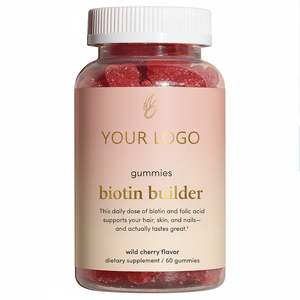 Gomitas de Biotina de Marca Propia, Suplementos para el Cabello, la Piel y las Uñas, Vitaminas con Sabor <span class=keywords><strong>a</strong></span> Cereza Silvestre, Dulces de Goma para el Crecimiento del Cabello - Product Image 1