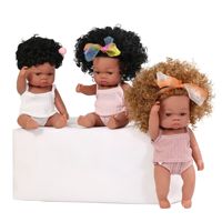 Poupée Reborn en vinyle noire de 33 cm, modèle transfrontalier, sculpture souple, bébé simulé, jouet africain JX-280 pour adulte