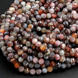 Ágata Natural corte redondo facetado Botswana piedra preciosa pulida cuentas sueltas Fabricación de joyas naturales de buena calidad - Product Image 1