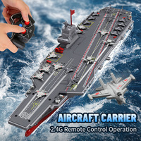 Barco de Juguete RC 2.4G, Modelo de Destructor de Guerra con Función de Rociado de Agua, Motor Dual, Apagado Automático, Resistente al Agua