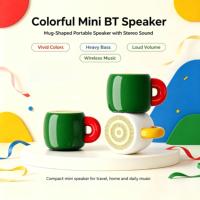 Mini haut-parleur sans fil portable en forme de tasse pour Bluetooth 5.4, son stéréo, volume puissant, basses profondes, en métal, micro intégré, longue autonomie, 5W