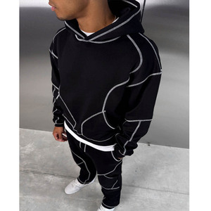 Sweat-shirt à capuche personnalisé avec surpiqûres contrastées pour homme, sweat-shirt surdimensionné de haute qualité - Product Image 4