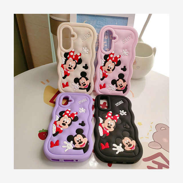 Factory Hot-Selling Cute Girls Cartoon Silicone Phone Case  for Iphone 16/15/14 Pro Max Mouse Wavy Edge