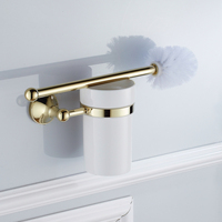 Support mural moderne et durable en laiton pour brosse de toilette avec gobelet en céramique – Idéal pour hôtels, appartements et projets hôteliers