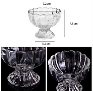 Pequena Flor Bonito Forma Tulipa Tigelas De Sobremesa De Vidro Copos De Sorvete Transparente Home Fruit Salad Fruit Glasses Cup - Product Image 3