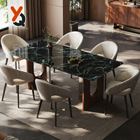 Ensemble de table et chaises de salle à manger carrées en marbre et pierre de cristal de luxe moderne italien haut de gamme pour la maison, l'hôtel et l'appartement