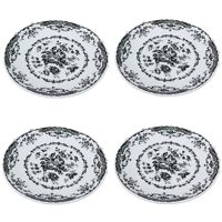 Assiette de table en céramique noire style pastoral français, imprimé classique, émaillée, pour pâtes, salades, desserts, style occidental, usage domestique