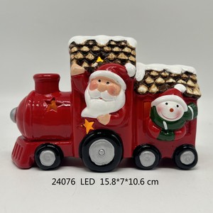 Handmade European Style Small Ceramic <b>Christmas</b> Train with LED Lights <b>Christmas</b> Holiday Decor Indoor Use - Product Image 5