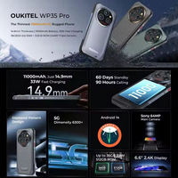 5g Oukitel Smartphones robustes 11000mah 18W 64mp caméra principale Android 14 Nfc Mobile 24 + 256gb 6.6 pouces 2.4k affichage 5g Oukitel Wp35