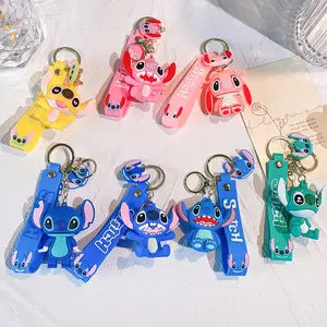 Cartoon Lilo and Stitch Keychain Anime Pendant PVC Key Holder Car