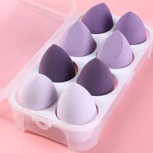 Super soft latex free beauty egg blender 8 pcs makeup remover powder puff sponge private label cosmetics puff custom puff makeup