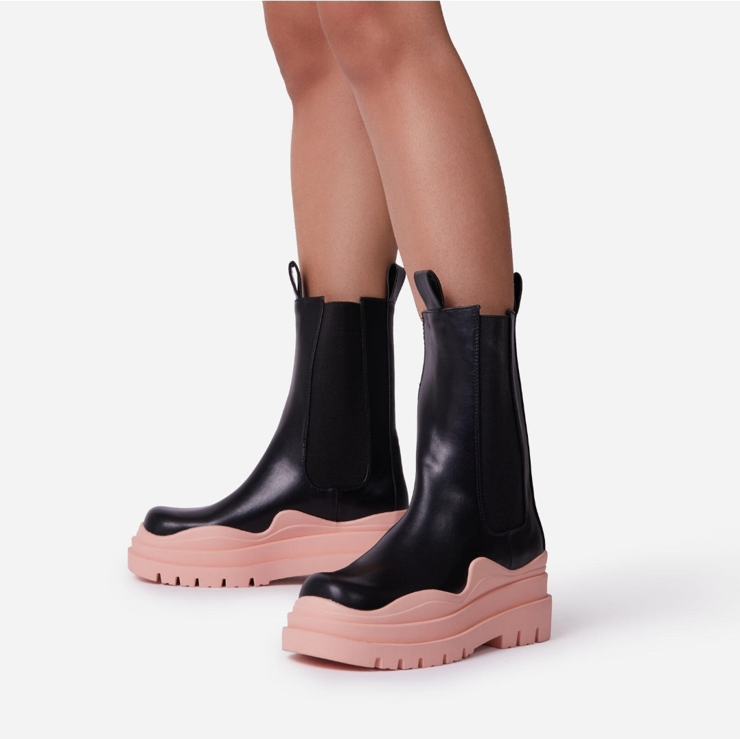PDEP fashion designer PU leather women ankle boots design thick heel fluorescent sole chunky ankle boots for ladies