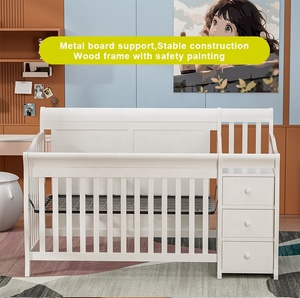 Culla in Legno per Neonati Personalizzabile con Logo, Divano Letto, Base in Ferro con Cassetti e <span class=keywords><strong>Fasciatoio</strong></span> - Vendita all'Ingrosso - Product Image 2