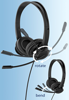 Casque téléphonique filaire étanche USB Type C 3,5 mm pour centre d'appels avec micro et écouteurs, livraison rapide, logo personnalisé
