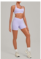 Ensemble de shorts de sport pour femmes, sous-vêtements anti-transpiration, soutien-gorge de sport à col carré, accessoires de yoga et de pilates