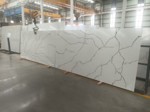 Dalle de quartz Goldtop blanc Calacatta, design moderne, surface à veines dorées, pour cuisine et hôtel, modèle 3D inclus, pierre artificielle - Product Image 2