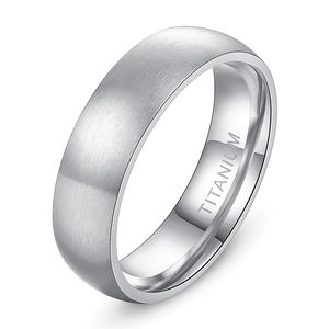 Cincin Titanium Lapis <span class=keywords><strong>Platinum</strong></span> Bentuk Klasik Sederhana Nyaman Ukuran 4/6/8mm, Permukaan Halus, untuk Pria Wanita, Pertunangan - Product Image 1