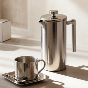 Cafetera <span class=keywords><strong>Francesa</strong></span> de Acero Inoxidable 304SUS con Pulido Espejo y Juego de Tazas y Platillos <span class=keywords><strong>para</strong></span> Uso Doméstico, Herramientas de Barista - Product Image 3