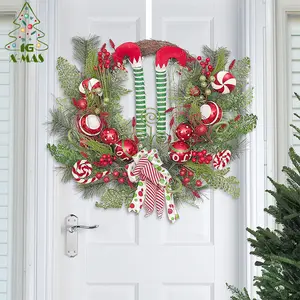 Kg Xmas Groothandel Vakantie Decor Guirlande De Noel 30 Inch Rode Premium Elf Pop Krans Decoratieve Kunstmatige Kerstkransen