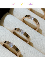 Bague en acier inoxydable plaqué or 18 carats pour femme, avec zircon unique, minimaliste, inaltérable, bijoux Natural Breeze