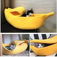 Lit pour chat en forme de banane mignon, lit pour animaux de compagnie, lit douillet pour chat, fournitures pour animaux de compagnie adorables pour chats et chatons