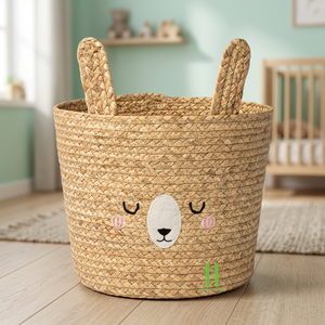 Cesta tejida en forma de oso adorable OEM, contenedores de almacenamiento de jacinto de agua hechos a mano para organizaciones de niños, juguetes de Vietnam - Product Image 1