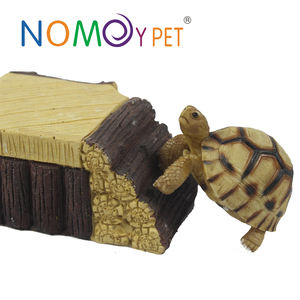 NOMOYPET Hot <span class=keywords><strong>Sale</strong></span> Imitation Holz Reptilien verstecken Höhle aalen Plattform mit Kletter leiter für Schildkröten - Product Image 5