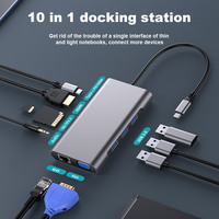 Station d'accueil multifonction 10 en 1 pour ordinateur portable Usb 3.0 Hubs Station d'accueil Adaptateur pour ordinateur portable PC