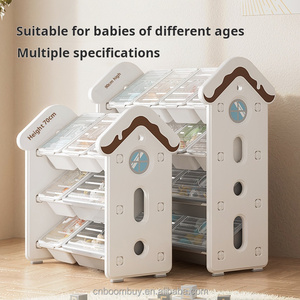 Organisateur <span class=keywords><strong>de</strong></span> <span class=keywords><strong>rangement</strong></span> pour jouets pour enfants en forme <span class=keywords><strong>de</strong></span> maison mignonne avec bacs transparents, étagère à livres et jouets pour tout-petits à plusieurs niveaux pour <span class=keywords><strong>salle</strong></span> <span class=keywords><strong>de</strong></span> <span class=keywords><strong>jeux</strong></span> et chambre à coucher - Product Image 2