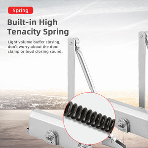 Ferme-porte en alliage d'aluminium durable et économique, 750 mm, <span class=keywords><strong>angle</strong></span> d'ouverture de 130 degrés, ressort EN2, couleur argent, pour portes de 20 à 40 kg - Product Image 3