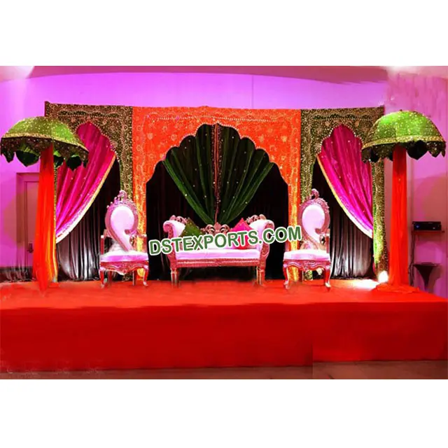 Muslim Mehndi Stage Bestickte Mehrab-Hintergründe Designer Arc Style Vorhänge für Bühnen dekor Muslim Walima Bestickte Vorhänge