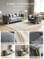 Ensemble de canapés 1+2+3 de style italien luxueux, rembourrés et décoratifs, populaires et de qualité supérieure, pour salon moderne