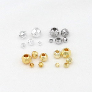Faceted Spacer <b>Beads</b> Gold <b>Silver</b> Plated Copper Round Loose <b>Beads</b> For Bracelet Making D13 - Product Image 2
