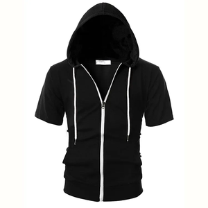 Alta qualità produttore 2025 nuovo Design moda manica corta con <span class=keywords><strong>cappuccio</strong></span> con tasca in morbido cotone vestibilità normale da uomo con <span class=keywords><strong>cappuccio</strong></span> - Product Image 1