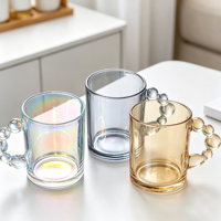 Tasse à thé créative avec poignée à bulles, verre résistant à la chaleur, tasse à café en verre coloré avec poignée, 350 ml, tasse à boire en verre
