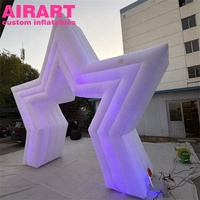 Arche gonflable géante éclairée par LED, arche d'entrée gonflable blanche en forme d'étoile pour la décoration de scène de fête ou de festival