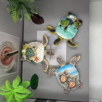 Artisanat en résine peint à la main sur mesure, aimants de réfrigérateur 3D, souvenirs de voyage créatifs, tortue de plage, tortue mère-enfant, aimants de réfrigérateur