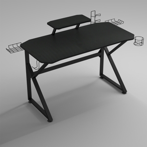 Bureau d'ordinateur ergonomique Fanmi à hauteur réglable avec LED, surface en MFC, structure en Z, montage facile, table de jeu, bureau, école, salon - Product Image 1