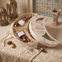 Nouvelle boîte rigide personnalisée de style Ramadan Kareem pour Baklava, boîte de luxe pour dattes en forme de croissant du Ramadan avec ruban