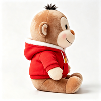 Peluche singe personnalisée en coton PP doux, motif dessin animé, avec sweat à capuche rouge et étoile jaune, adorable jouet en peluche singe