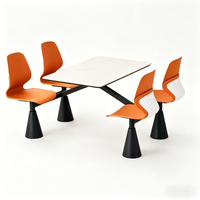 Ensemble de table à manger commerciale en plastique facile à nettoyer avec plateau blanc et chaises bleues pour hôpital et salle de pause