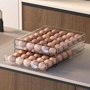 Organisateur empilable en plastique à double couche avec 40 compartiments et support de plateau pour réfrigérateur - Vente en gros - Product Image 5