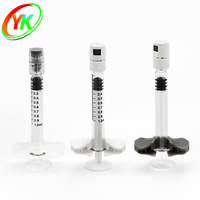 Seringues en verre borosilicate stériles de 1 ml pour usage médical et cosmétique, avec poignée, emballage du fabricant