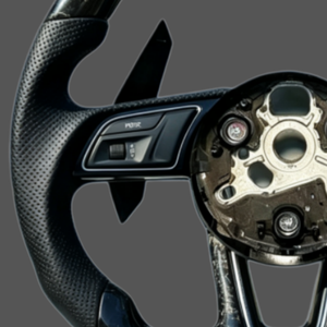 Volant en cuir et fibre de carbone forgée amélioré pour <span class=keywords><strong>Audi</strong></span> R8 B8 B9 <span class=keywords><strong>RS</strong></span> A3 A4 A5 A6 <span class=keywords><strong>TT</strong></span> A7 A8 Q3 05 Q7 S3 S4 S5 RS3 RS4 - Product Image 2